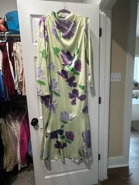 ASOS Light Lime Maxi Dress with Purple Floral Print